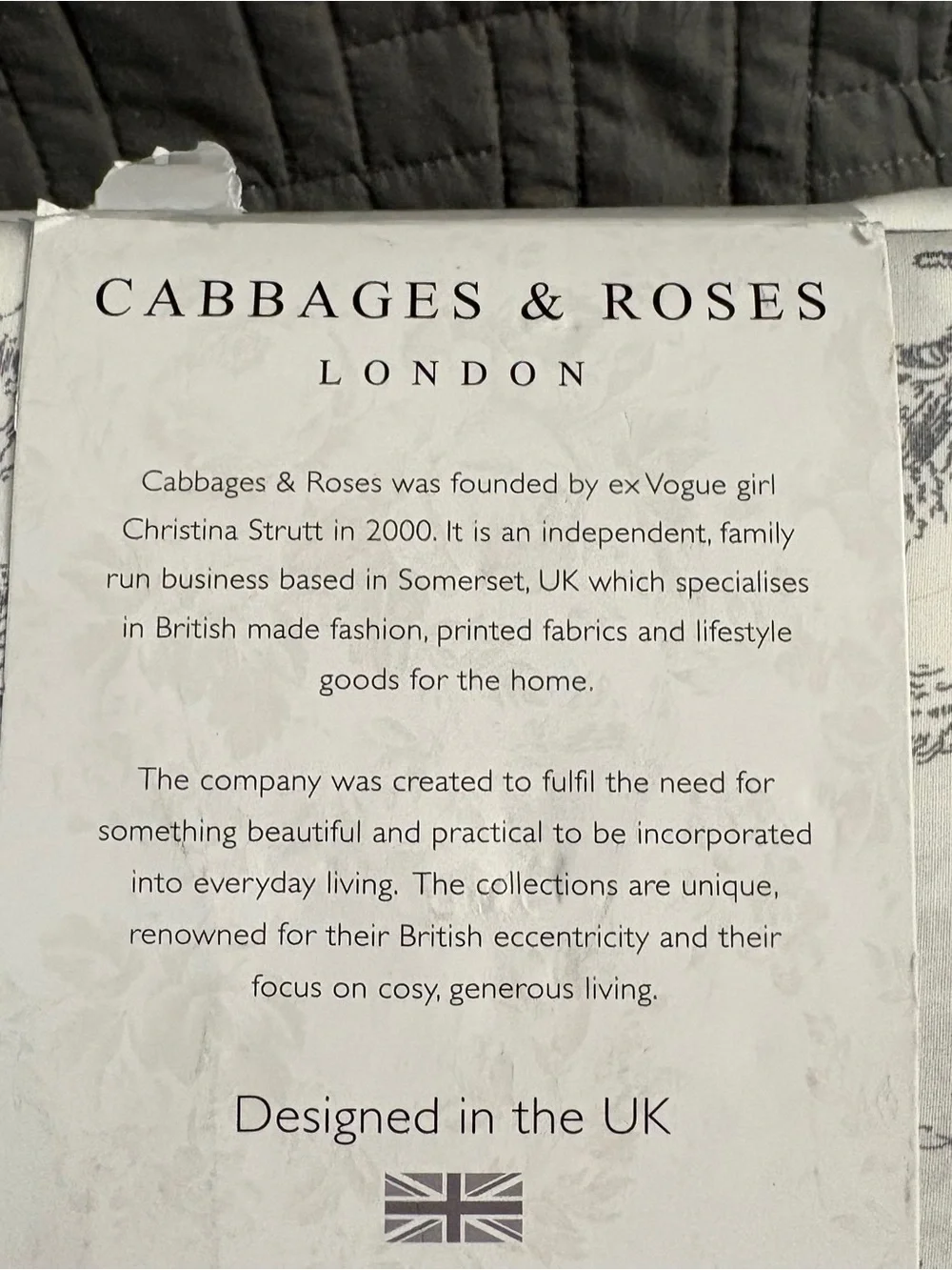 Cabbages & Roses LONDON Country Toile Slate Grey 4-Piece King Sheet Set NEW